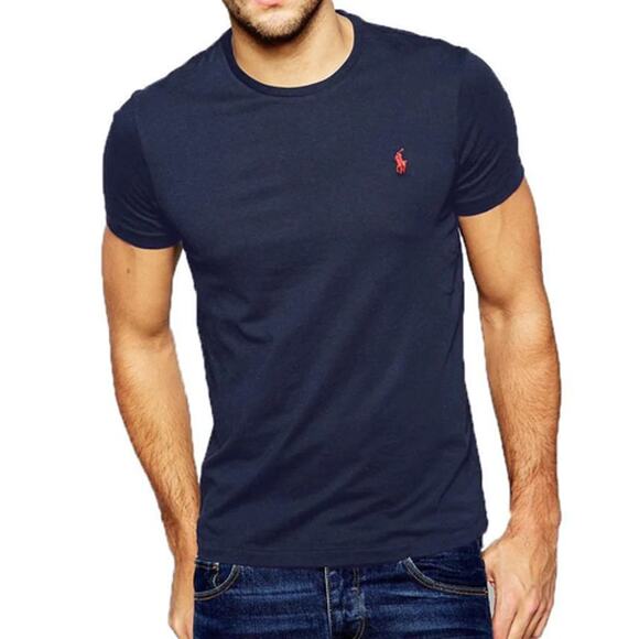NEW Ralph Lauren Round Neck Slim Fit T-Shirt Blue Mens Size Large - Picture 1 of 6